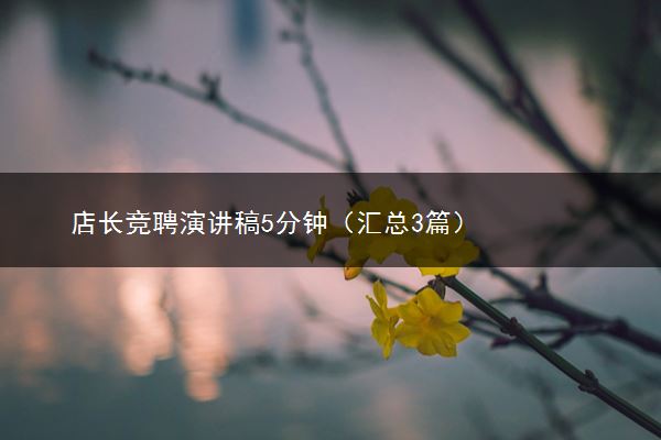 店长竞聘演讲稿5分钟（汇总3篇）